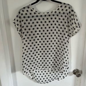 Charming Charlie Top white with black stars size S